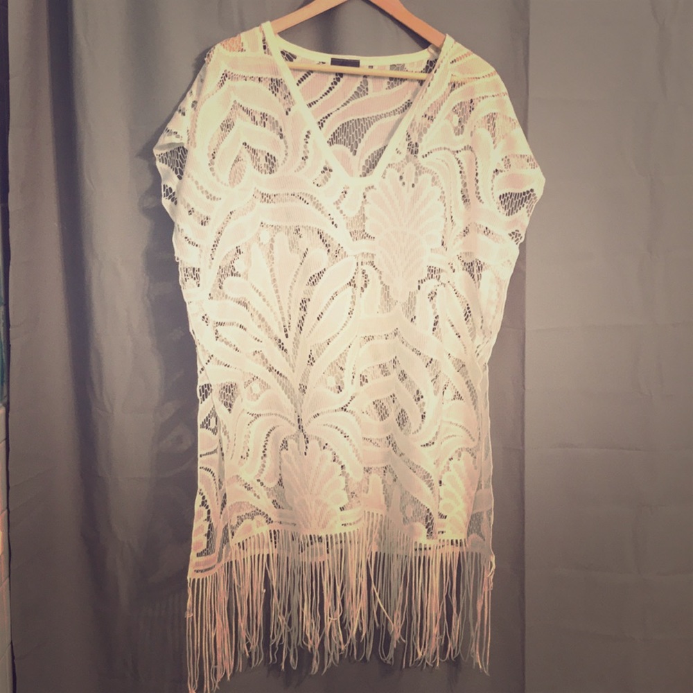 Jordan Taylor Womens White See-Through Swimsuit Tunic Coverup